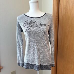 Harley-Davidson Women's Black and Gray Long Sleeve Tee